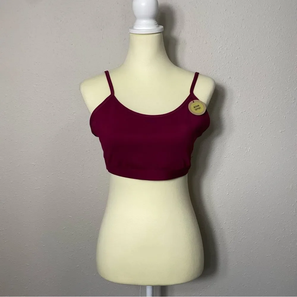 NWT Reebok Sports Bra Fushia Open Back w/ Straps Work Out Yoga Womens Size Large
